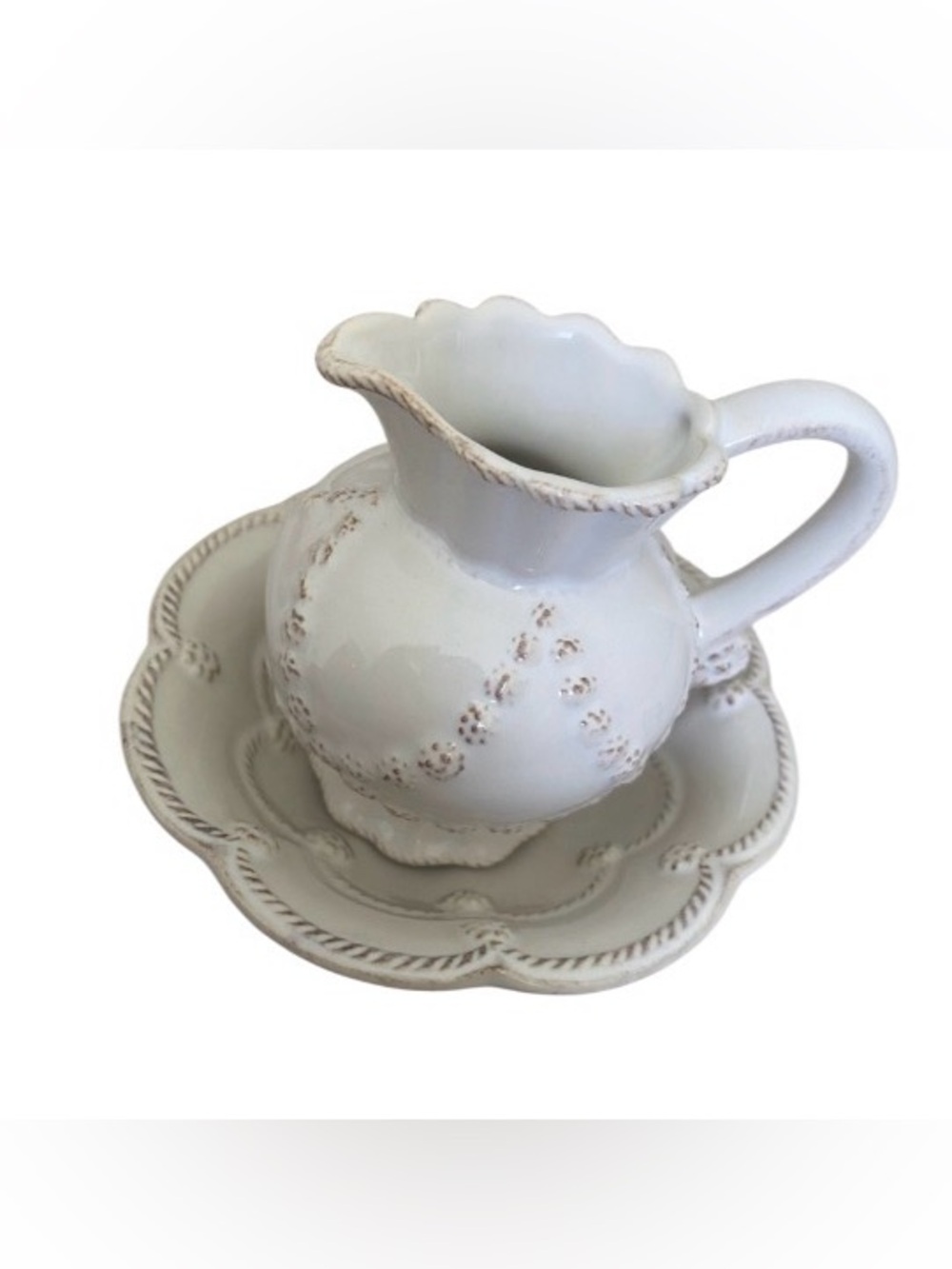 JULISKA Mini Pitcher and bowl Jardins Du Monde White -3.75” x 3.5” bowl 5”x2”